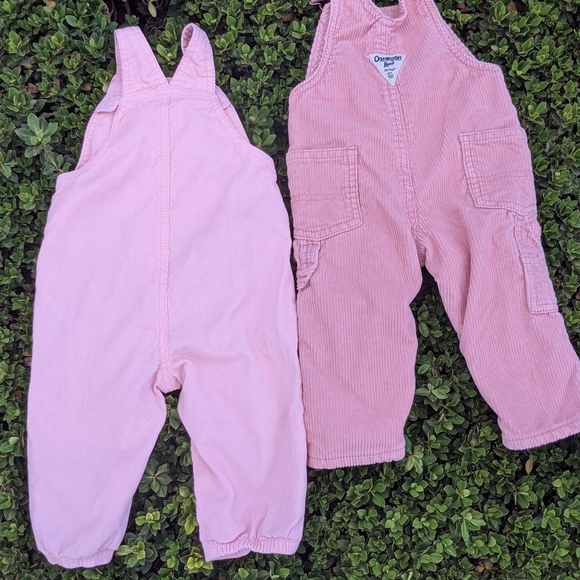 Set of 2  pink corduroy bib overalls size 9 Months - Picture 6 of 10